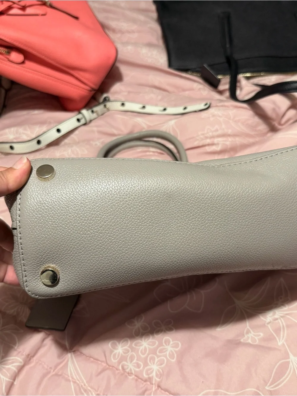 kate spade Pebbled Leather Satchel in Light Gray